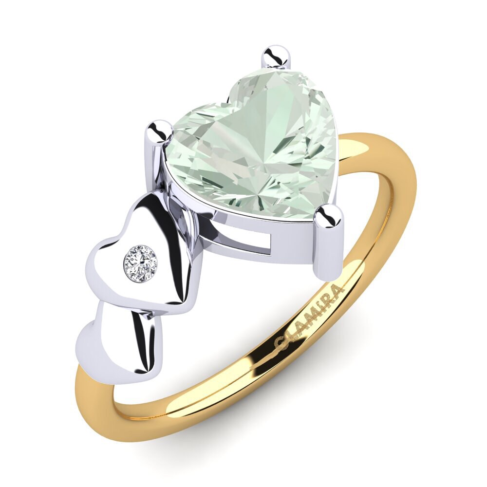 18ct Yellow & White Gold Green Amethyst Ring Elauna