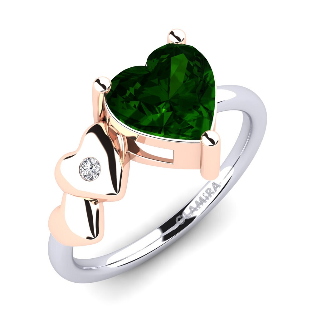9k White & Rose Gold Green Tourmaline Ring Elauna