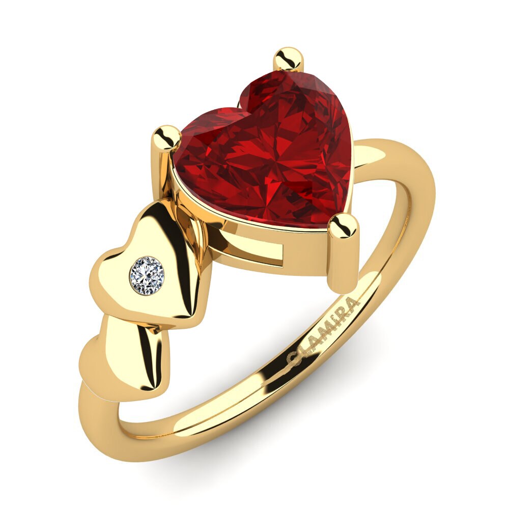 Gelbgold 750 Rubin (im Labor gezüchtet) Ring Elauna