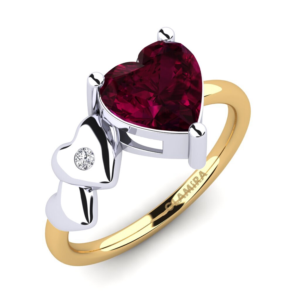 14ct Yellow & White Gold Rhodolite Garnet Ring Elauna