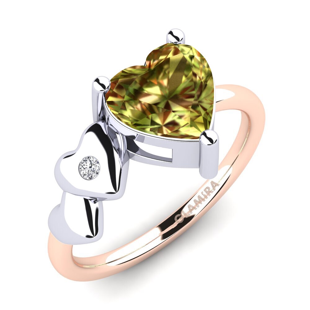 Or Rose& Blanc 14k Pierre de Sultan Bague Elauna