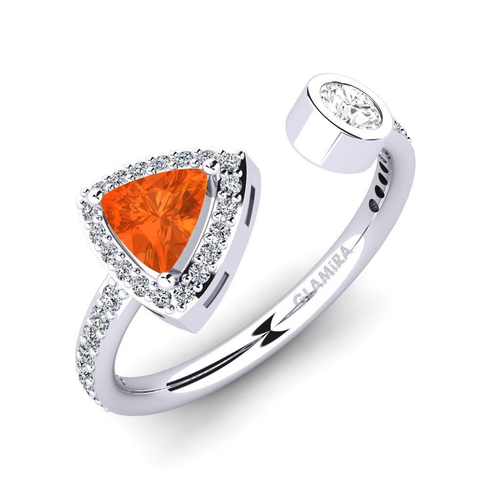 Trillion Fire Opal Engagement Ring Elberga