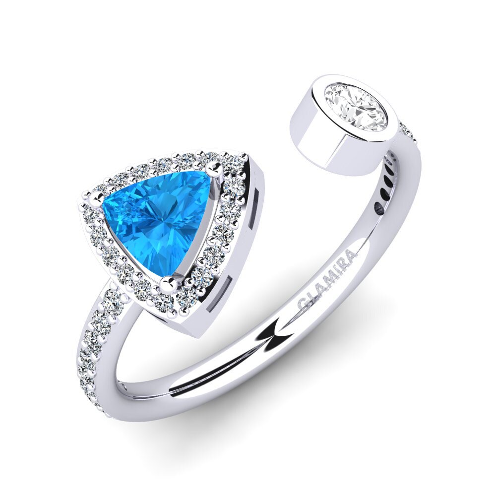 Trillion Blue Topaz Engagement Ring Elberga