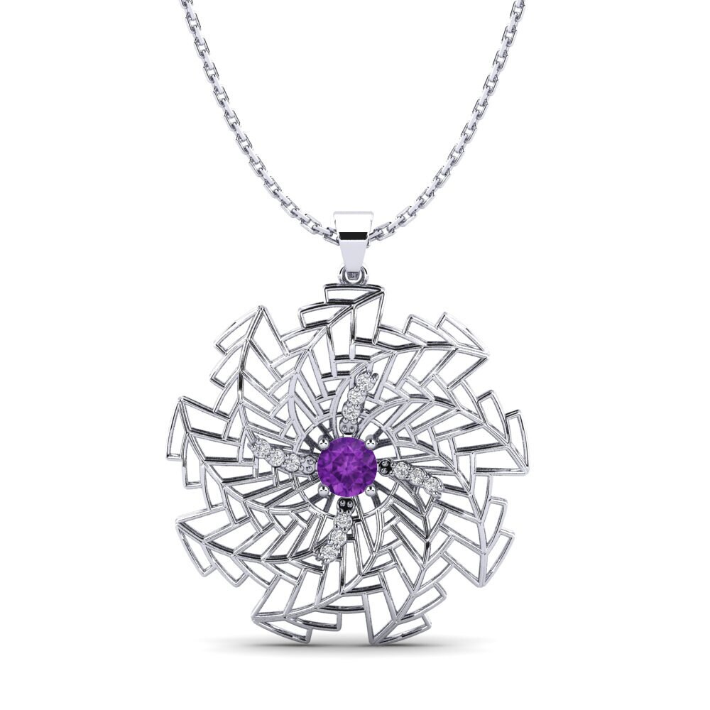 18ct White Gold Amethyst Women's Pendant Eldora