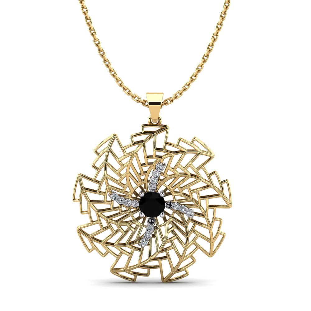 COLGANTES 9k Oro Amarillo & Blanco Diamante Negro Fusión