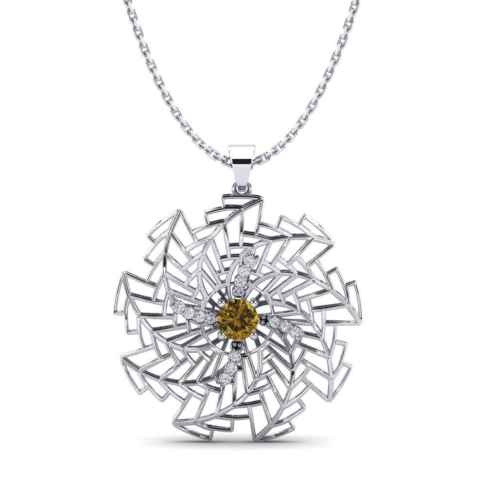 White Silver Brown Zircon Women's Pendant Eldora