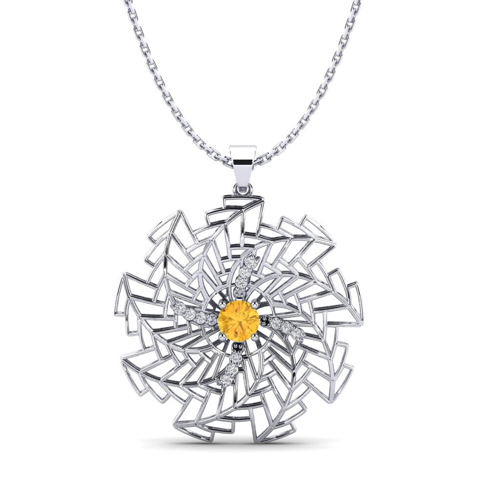 White Silver Citrine Women's Pendant Eldora