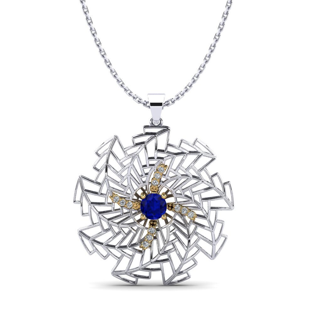 Dây chuyền Vàng Trắng-Vàng 9K Đá Sapphire Fusion
