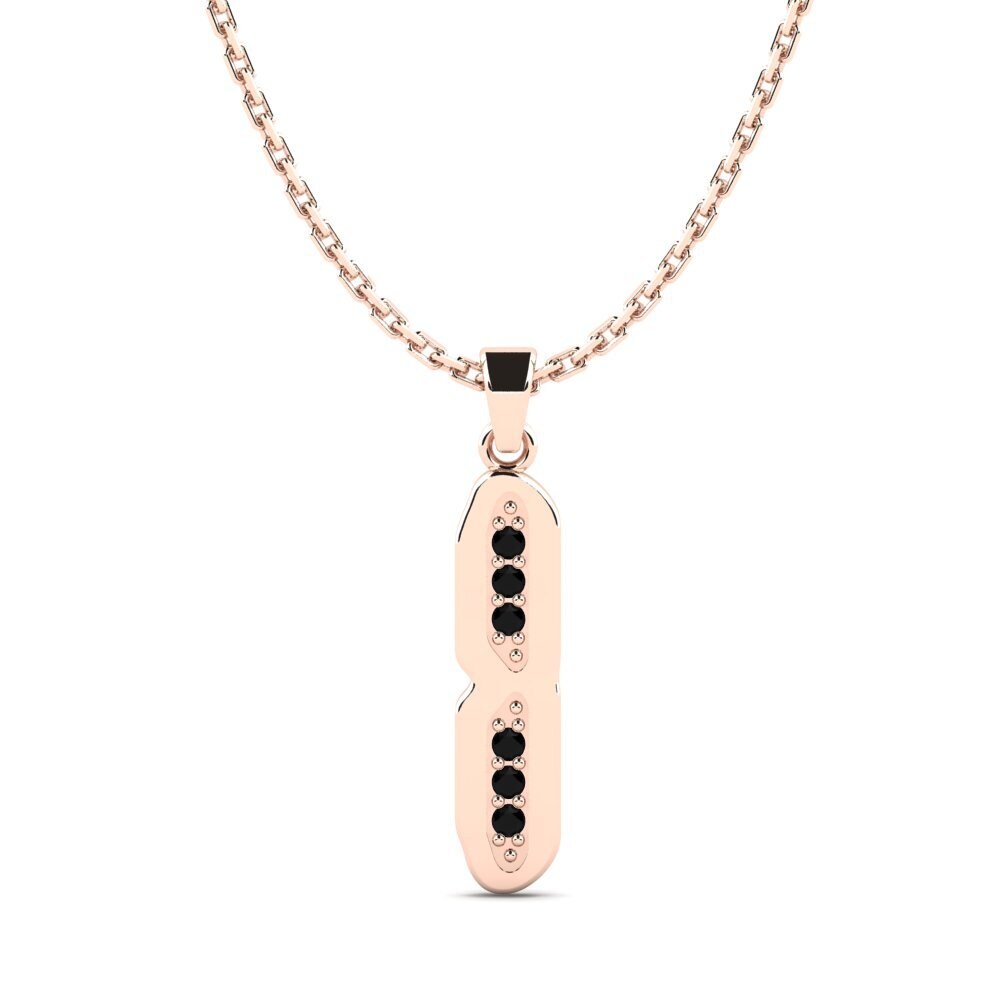 Rotgold 585 Schwarzer Diamant Damen anhänger Elec - I
