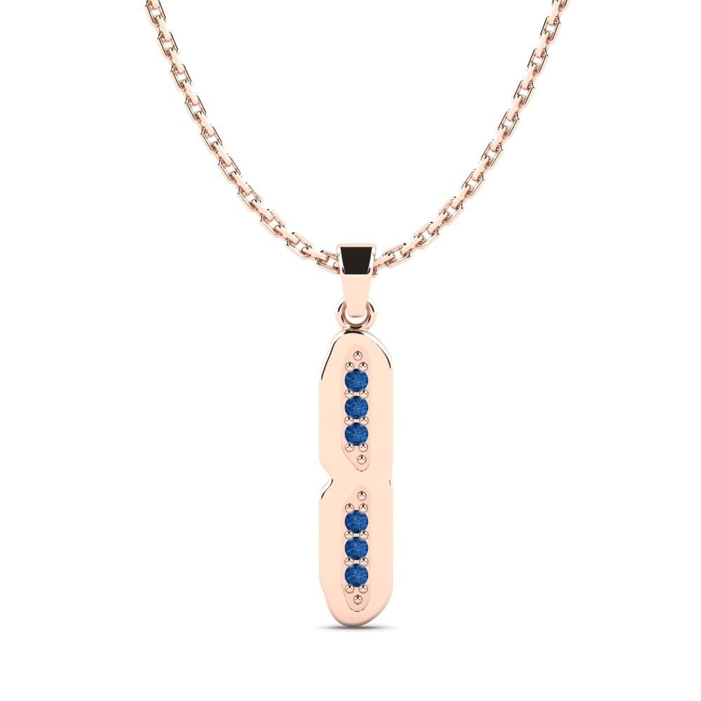 Rotgold 585 Dunkelblauer Zirkonia Damen anhänger Elec - I