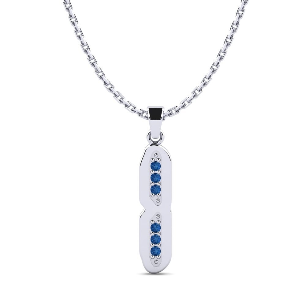 950 Palladium Dunkelblauer Zirkonia Damen anhänger Elec - I
