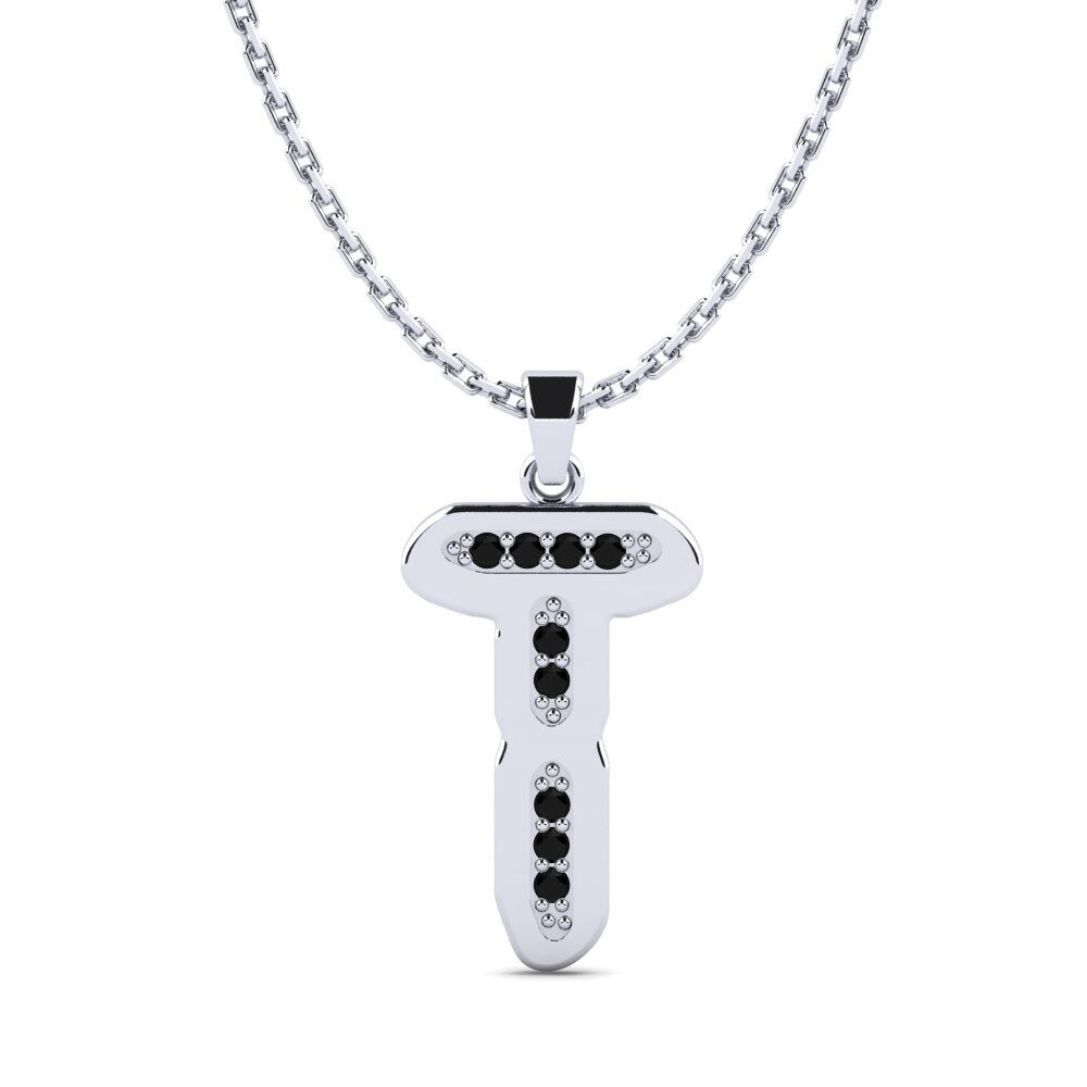 Weißgold 375 Schwarzer Diamant Damen anhänger Elec - T