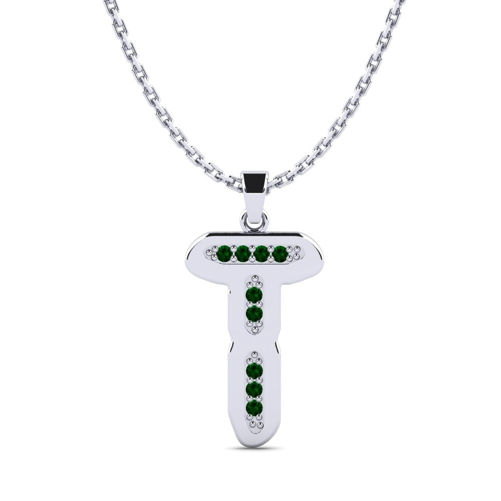950 Palladium Grüner Zirkonia Damen anhänger Elec - T