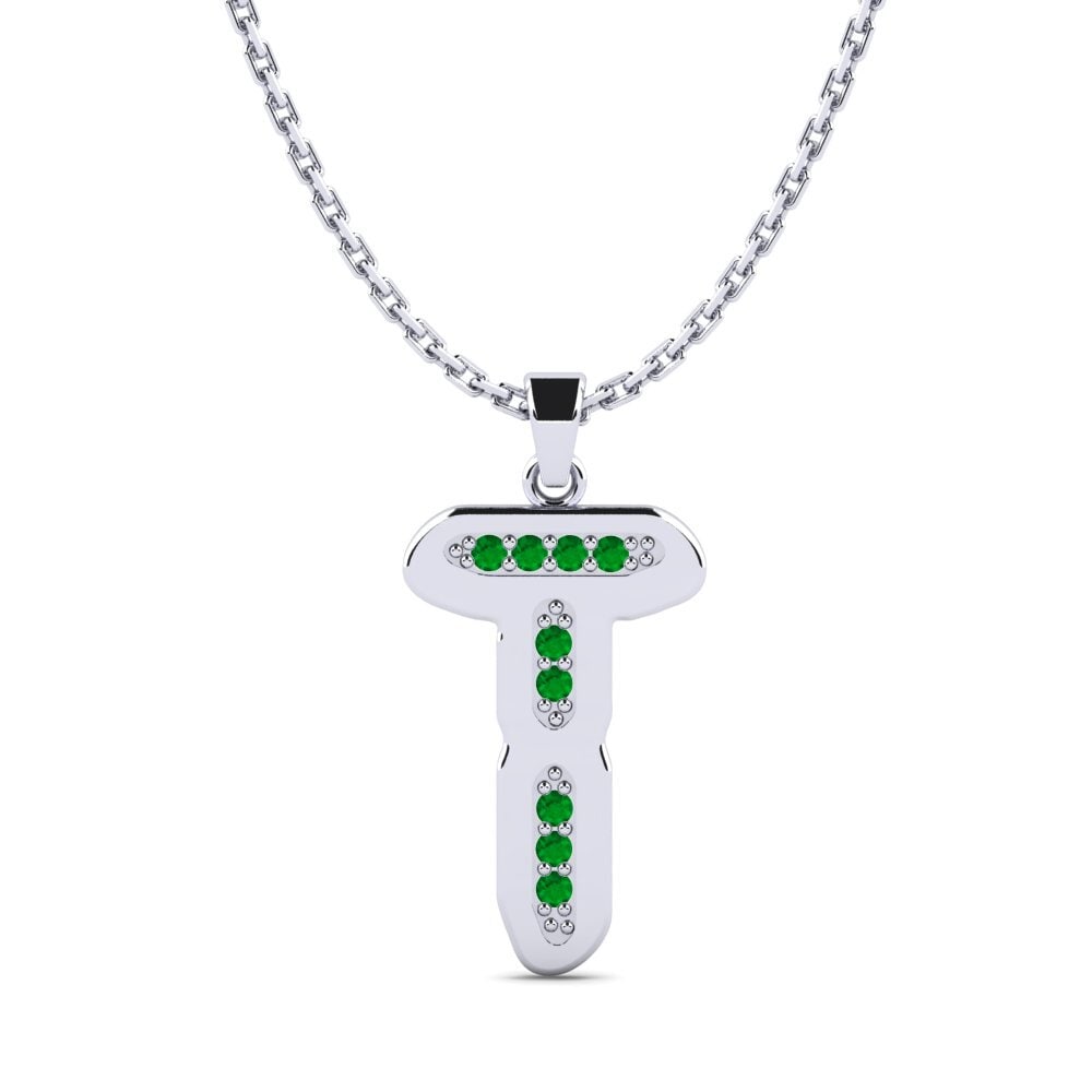 Weiß-Silber Smaragd Damen anhänger Elec - T