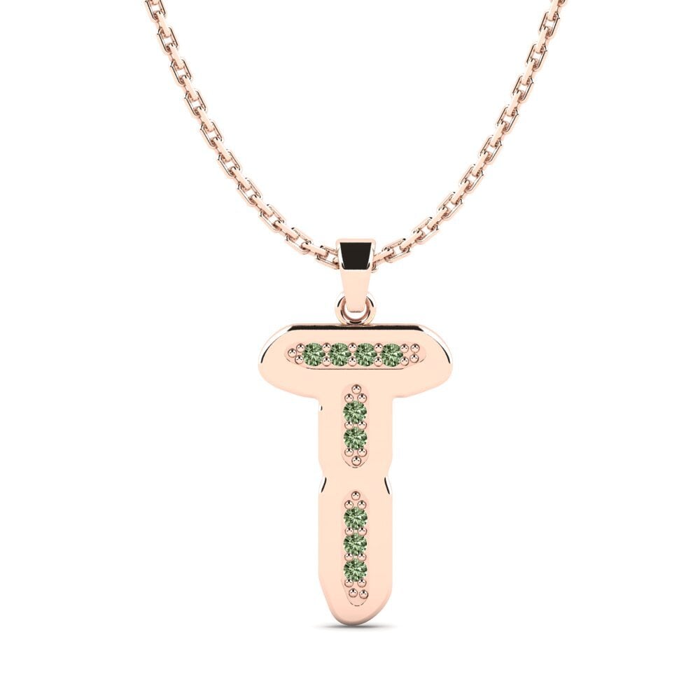 Rotgold 585 Grüner Diamant Damen anhänger Elec - T