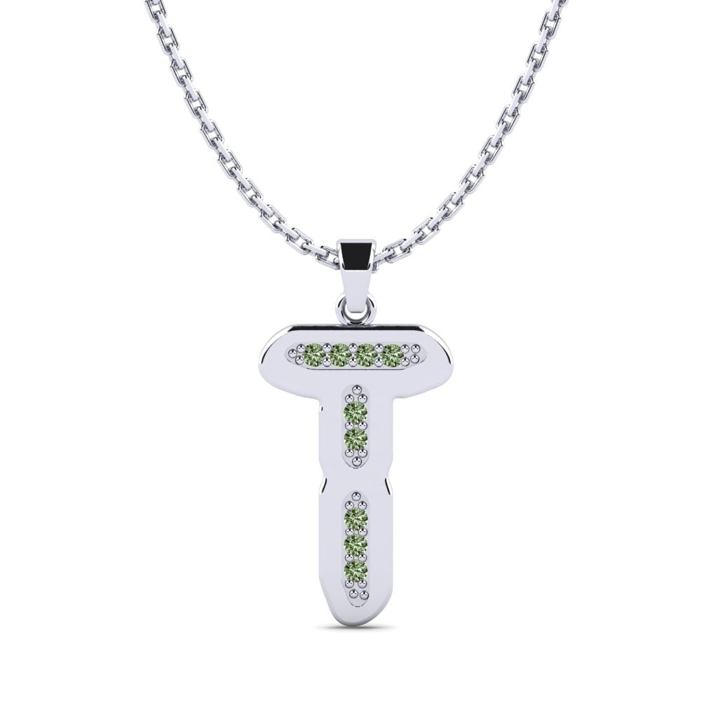 950 Palladium Grüner Diamant Damen anhänger Elec - T