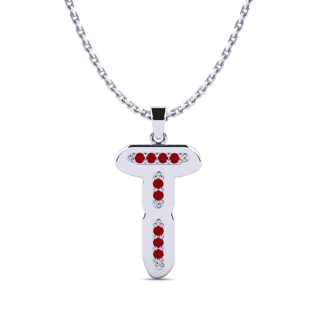 950 Palladium Roter Zirkonia Damen anhänger Elec - T