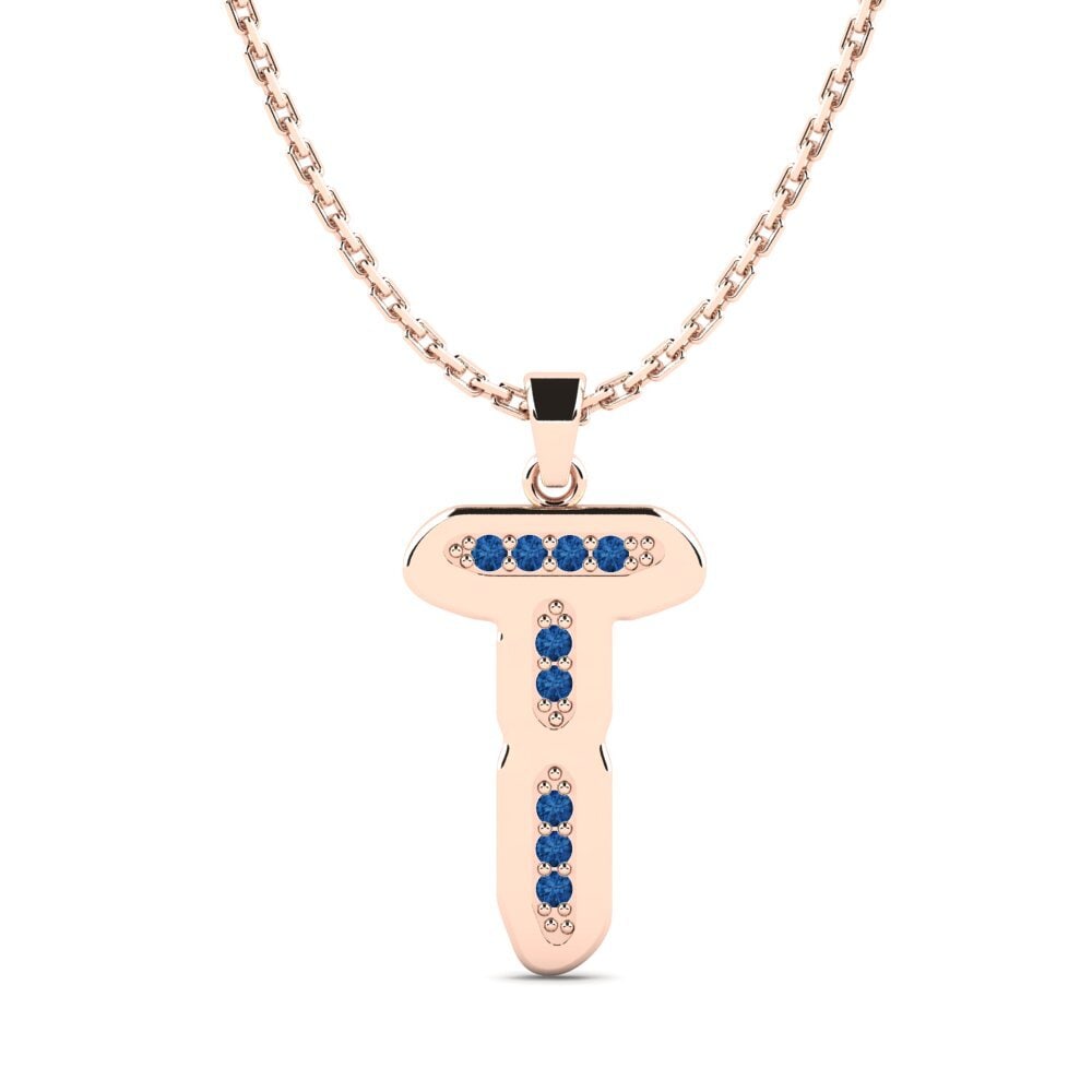 Rotgold 585 Dunkelblauer Zirkonia Damen anhänger Elec - T