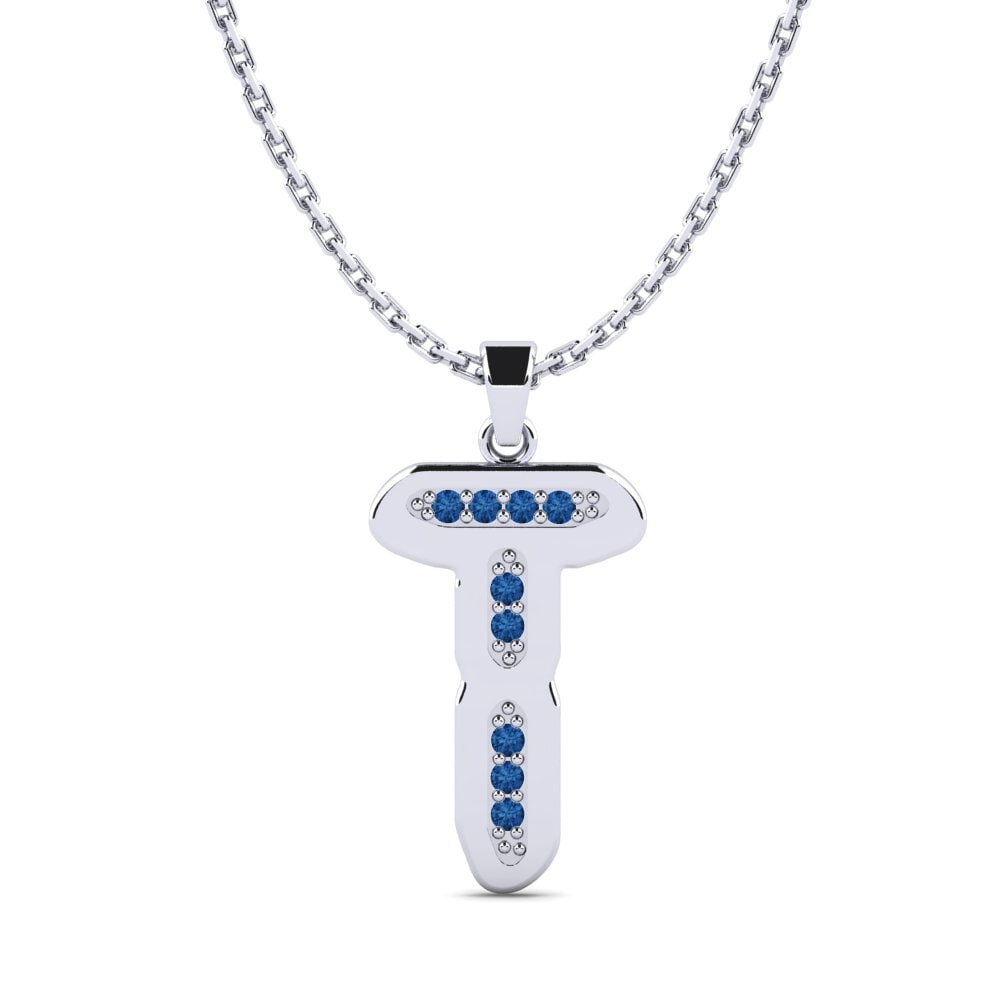 950 Palladium Dunkelblauer Zirkonia Damen anhänger Elec - T