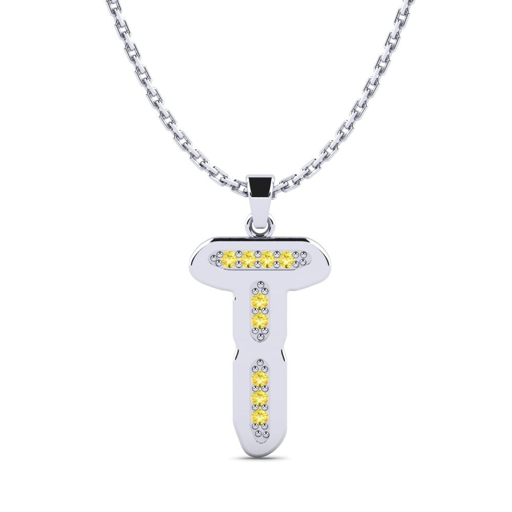 Weißgold 750 Gelber Saphir Damen anhänger Elec - T