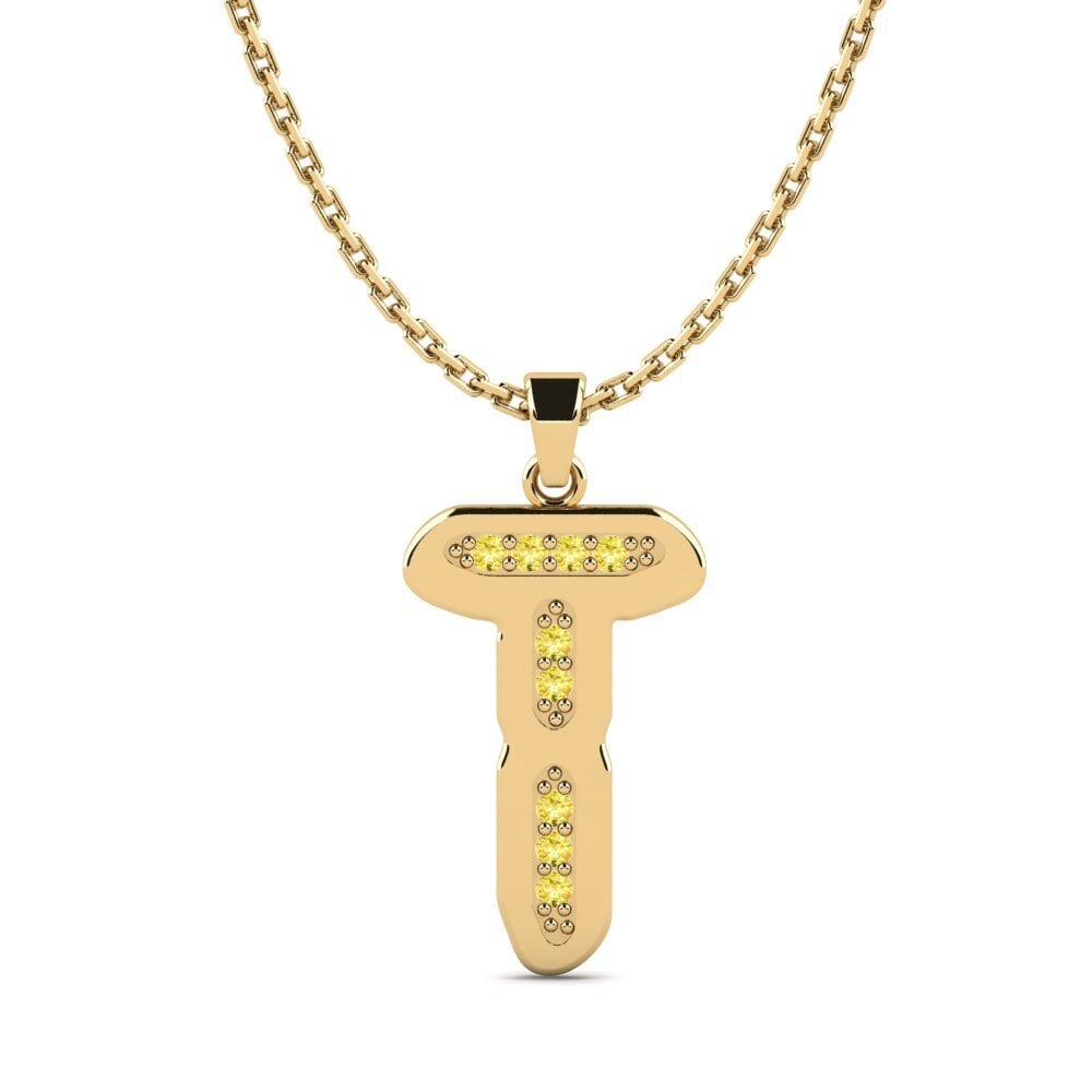 Gelbgold 585 Gelber Saphir Damen anhänger Elec - T
