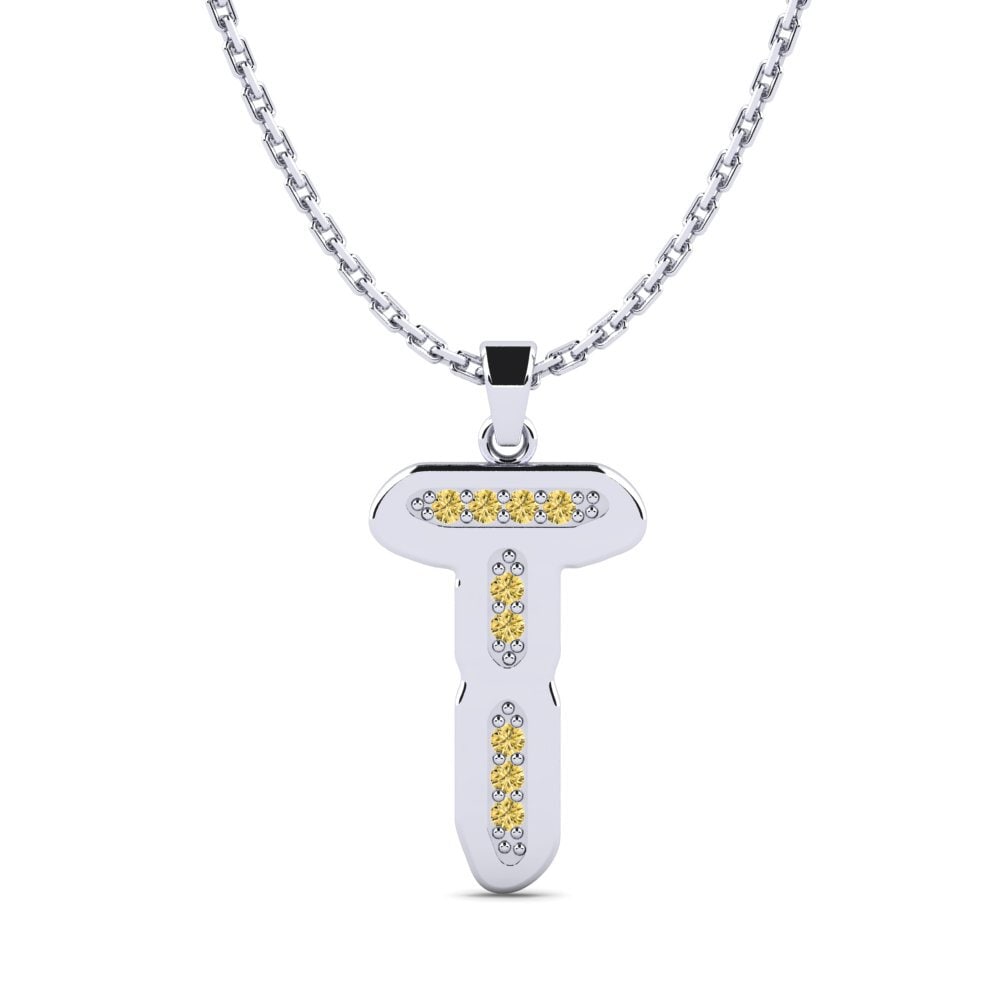 Weißgold 585 Gelber Diamant Damen anhänger Elec - T