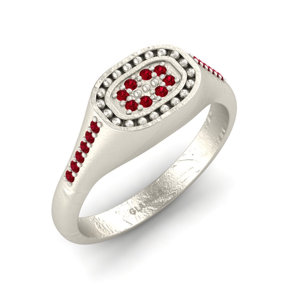 Circonita Roja Anillo de dedo meñique para hombre Elemsiyonna