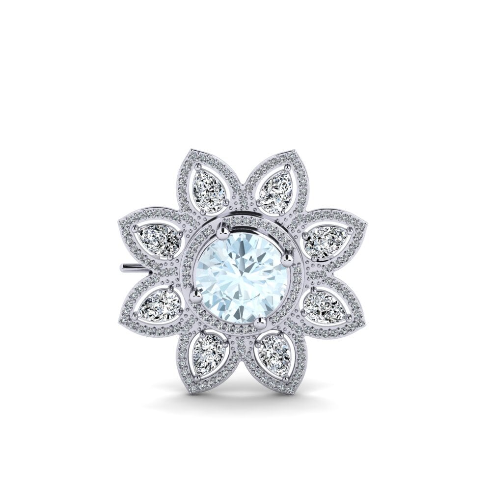 14ct White Gold Aquamarine Brooch Elene