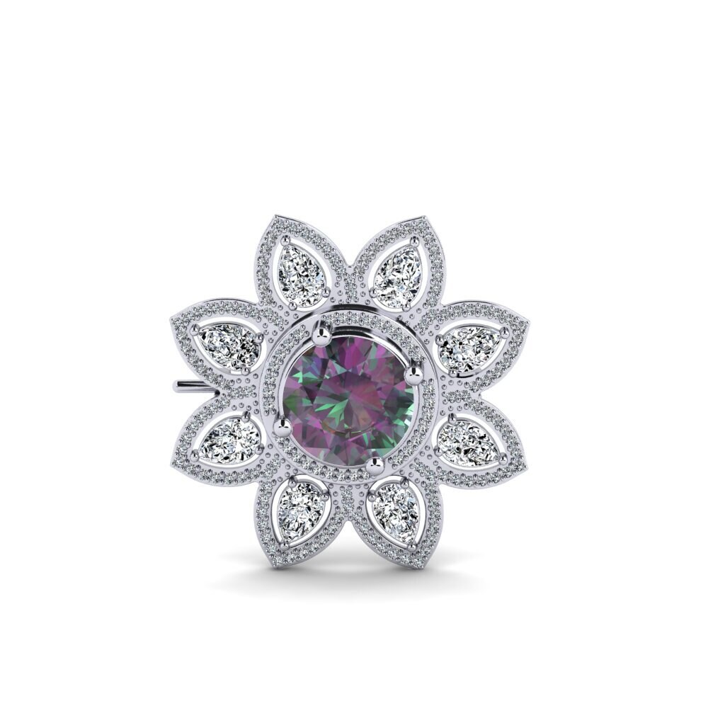 14ct White Gold Mystic Topaz Brooch Elene