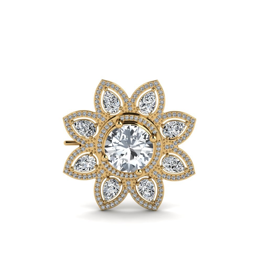 Vàng 14K Đá Zircon Trắng Trâm cài Elene