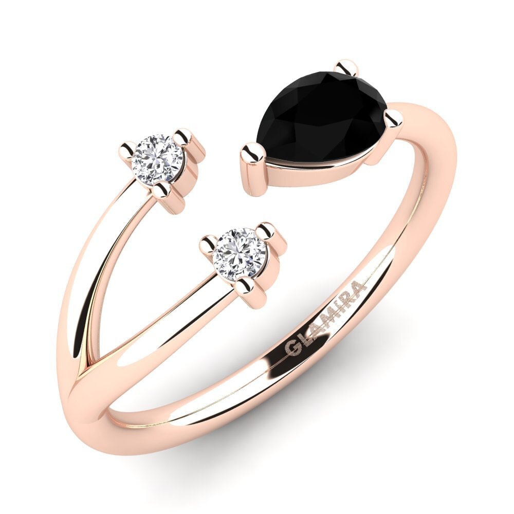 Oro Rosso 585 Diamante Nero Anello Elenora