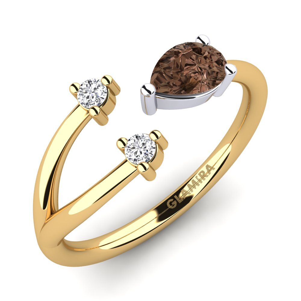 9ct Yellow & White Gold Smoky Quartz Ring Elenora