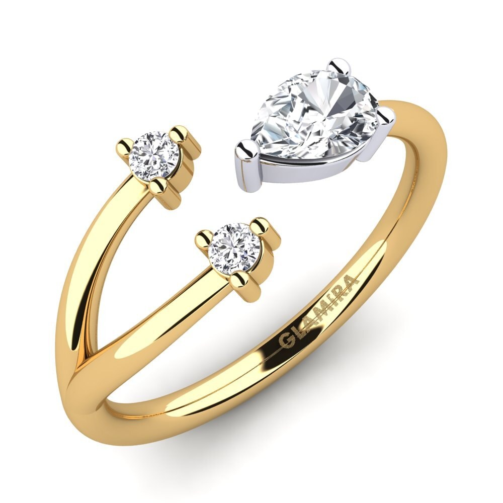 14ct Yellow / White Gold White Zircon Ring Elenora