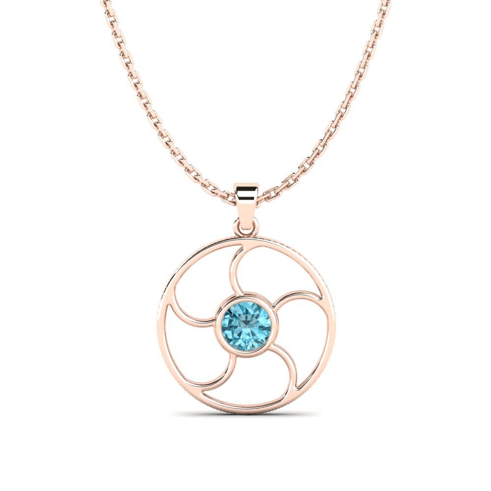 14k Oro Rosa Circón Azul Colgante de Mujer Elfirt