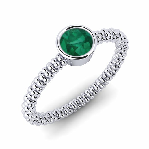Pinky Ring Elfried 585 White Gold & Emerald