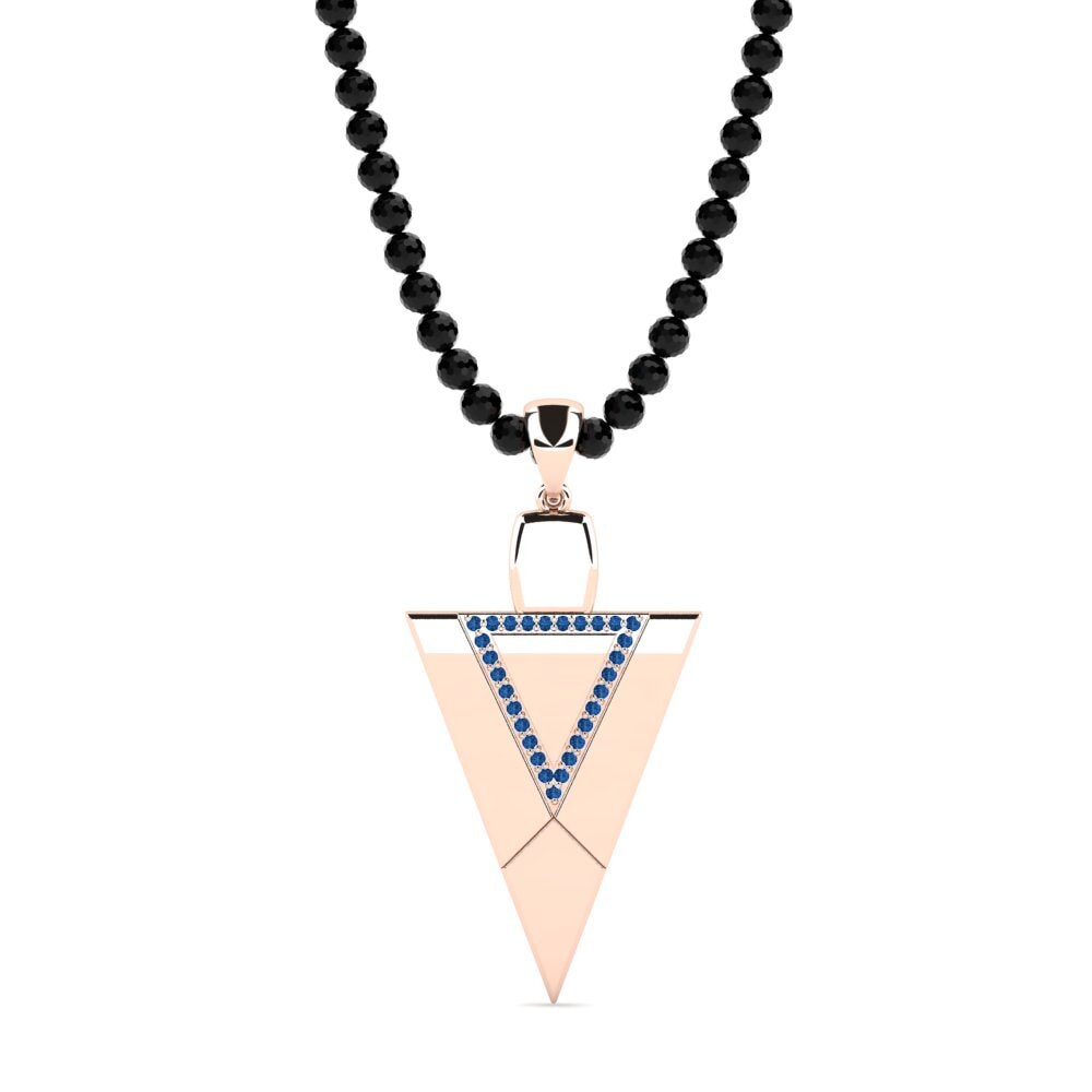 14K Rood Goud Donker Blauwe Zirkoon Heren hanger Eli
