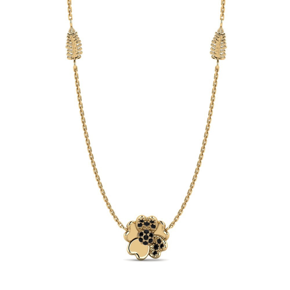 18ct Yellow Gold Black Sapphire Women's Necklace Eliminate