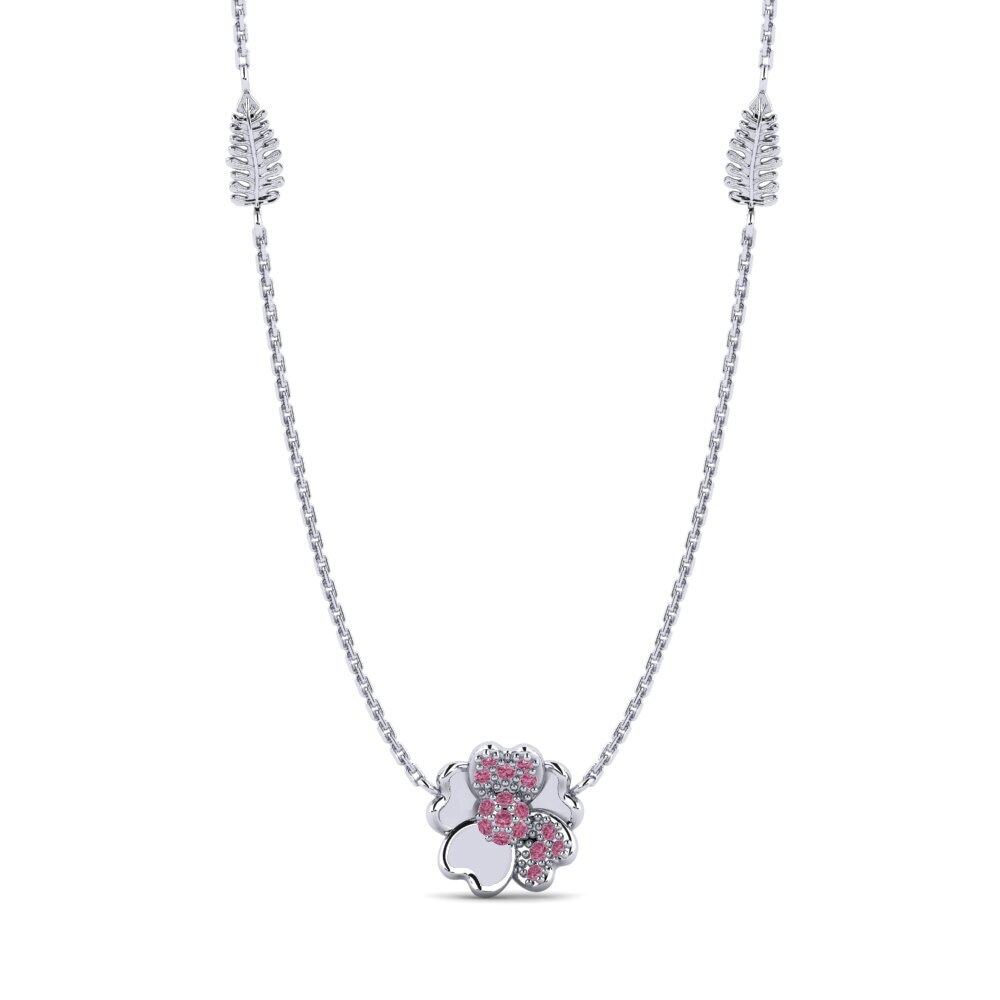 18ct White Gold Rhodolite Garnet Women's Necklace Eliminate