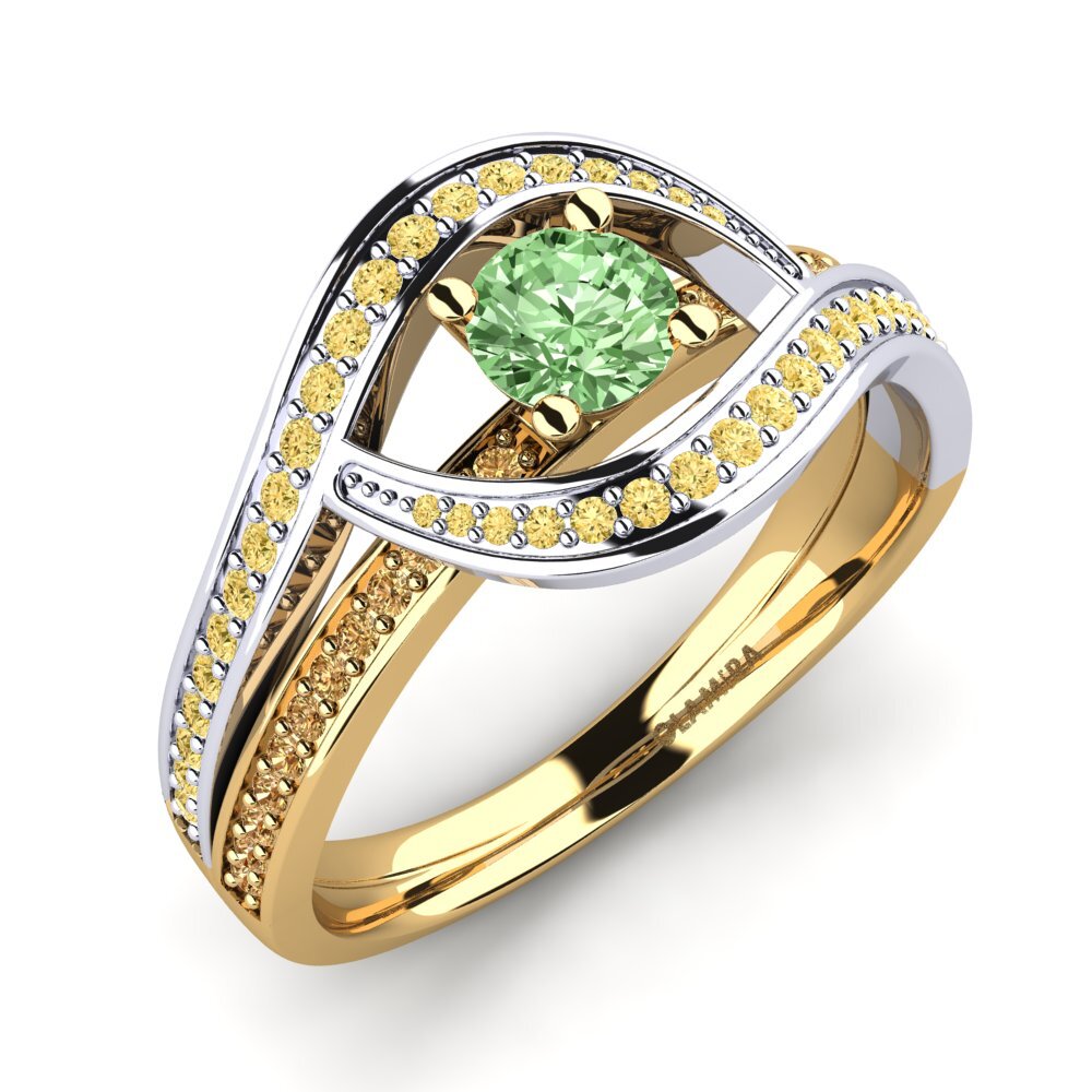 18k Oro Amarillo & Blanco Anillo de compromiso Elinore