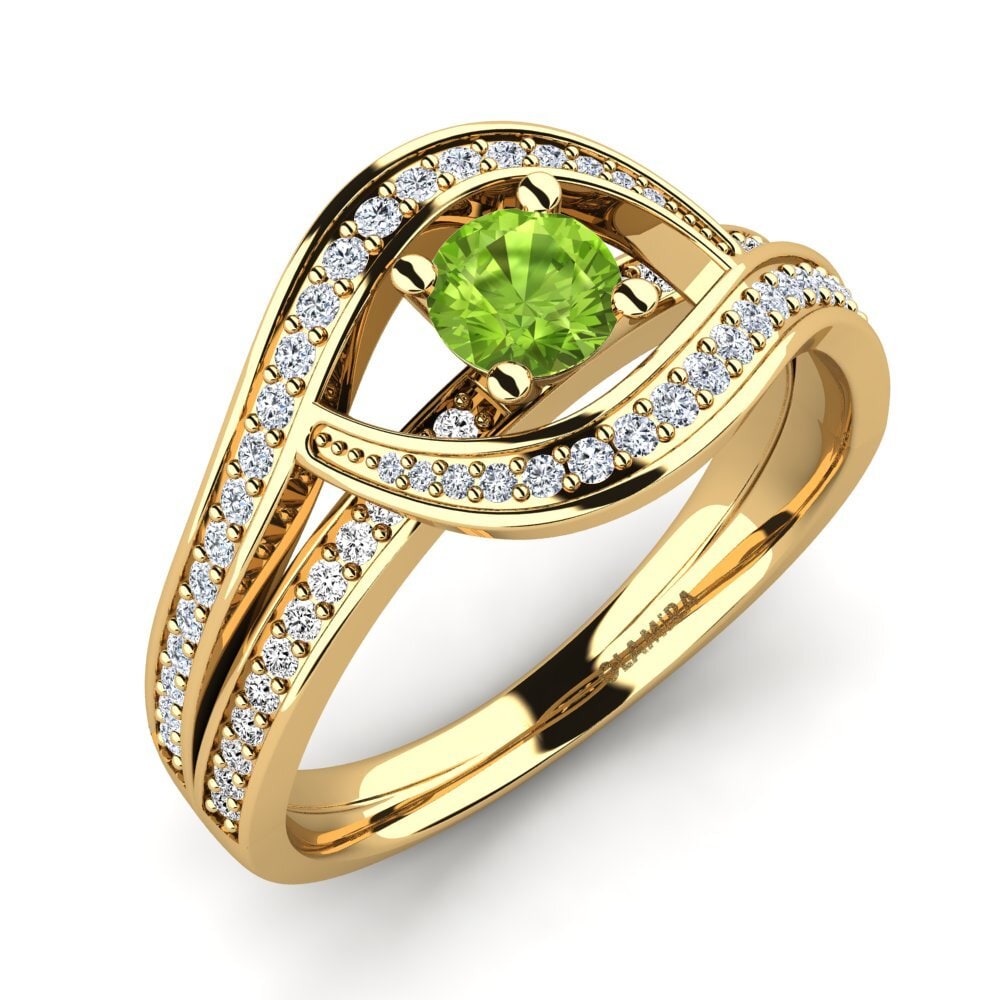 9k Oro Amarillo Peridoto Anillo de compromiso Elinore
