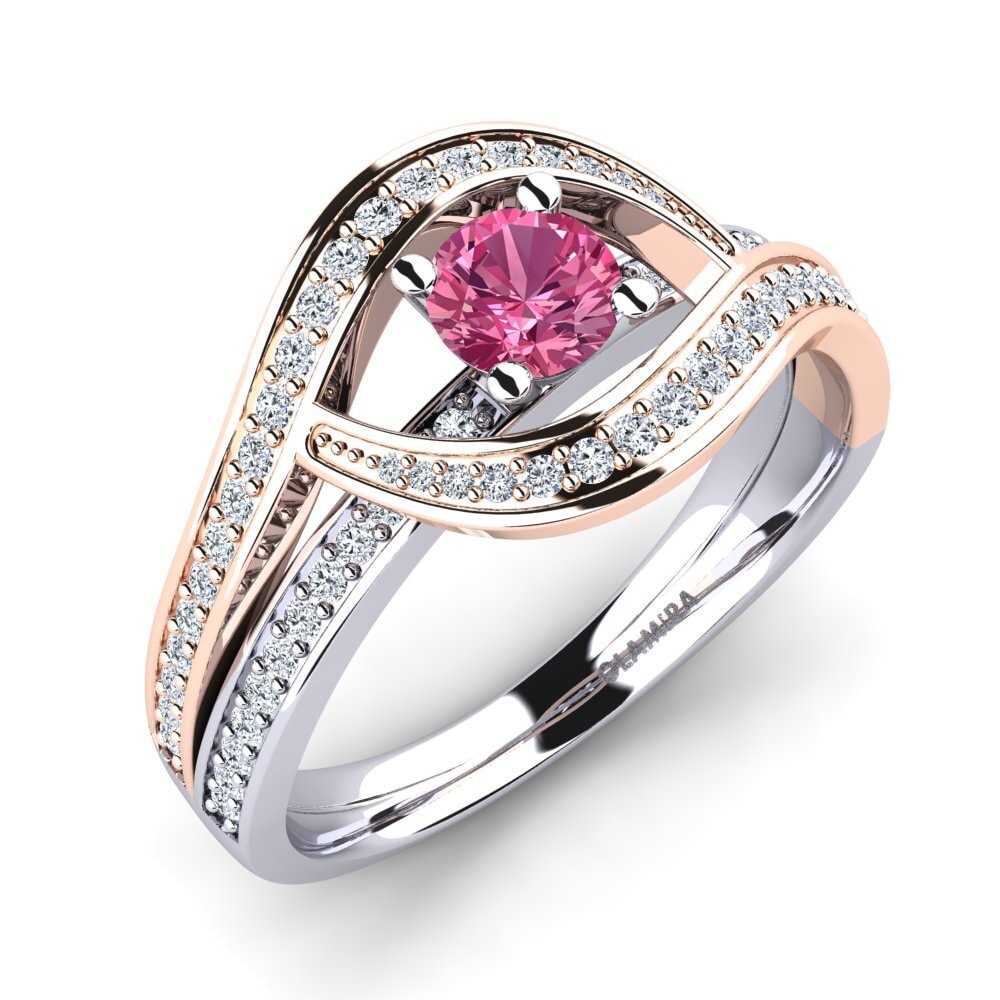 14ct White & Rose Gold Pink Tourmaline Engagement Ring Elinore