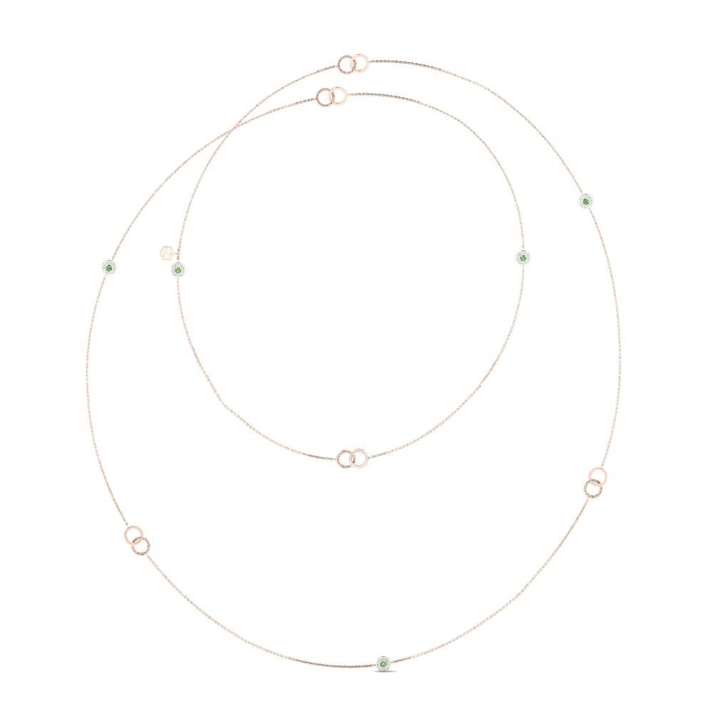 18ct Rose Gold Green Diamond Women's Necklace Elipzo