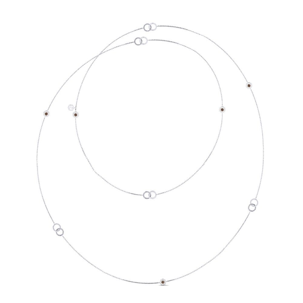 White Silver Smoky Quartz Women's Necklace Elipzo