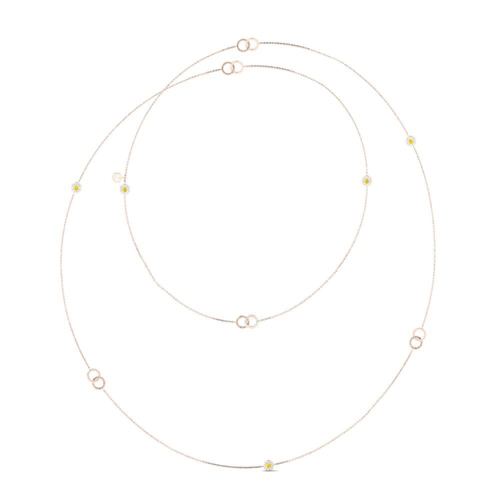9ct Rose Gold Yellow Sapphire Women's Necklace Elipzo