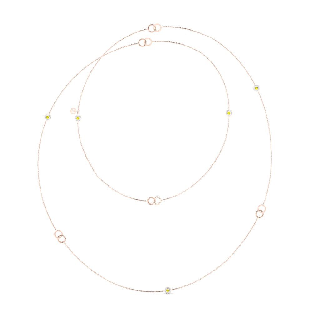 9ct Rose Gold Yellow Diamond Women's Necklace Elipzo
