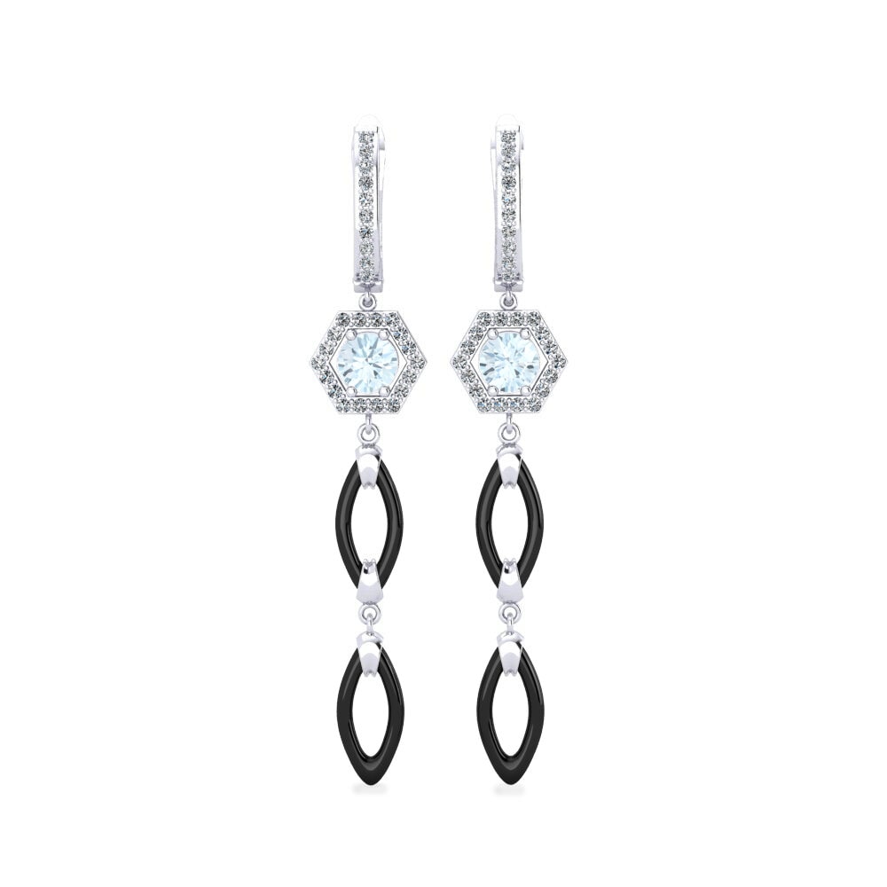 White Silver Aquamarine Women's Earring Elire