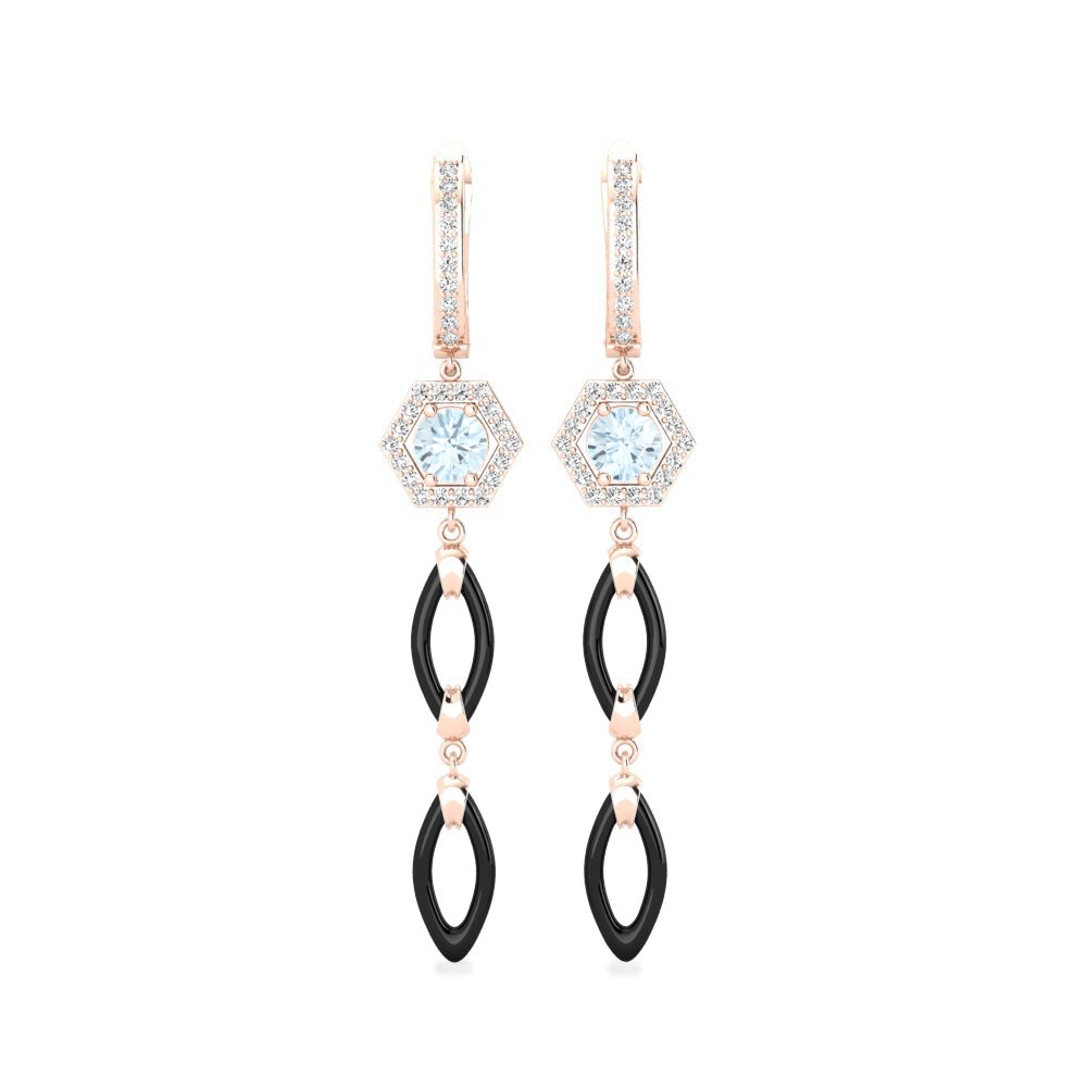 14k Rose Gold Aquamarine Women's Earring Elire