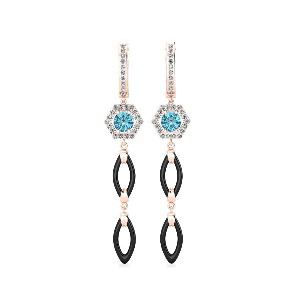 9ct Rose Gold Blue Zircon Women's Earring Elire