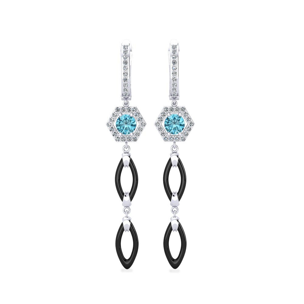 White Silver Blue Zircon Women's Earring Elire