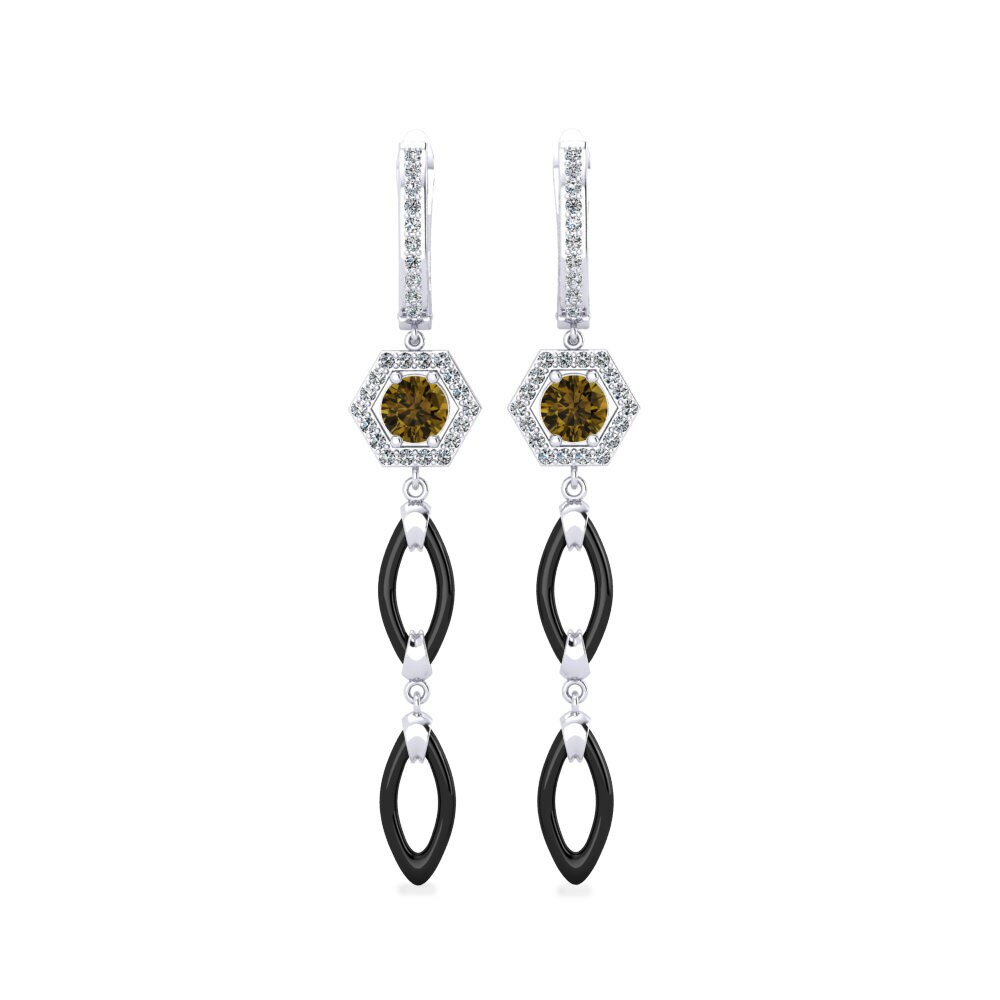 White Silver Brown Zircon Women's Earring Elire